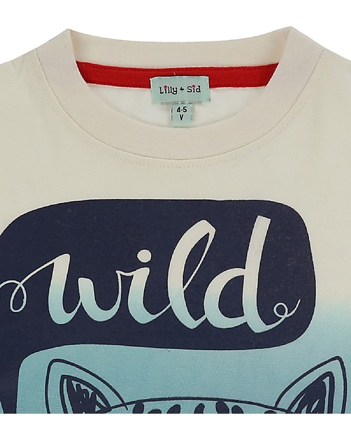 Lilly+Sid Maglia Maniche Corte Dip Dye - Wild Tiger - Azzurro - 100% cotone bio T-shirt