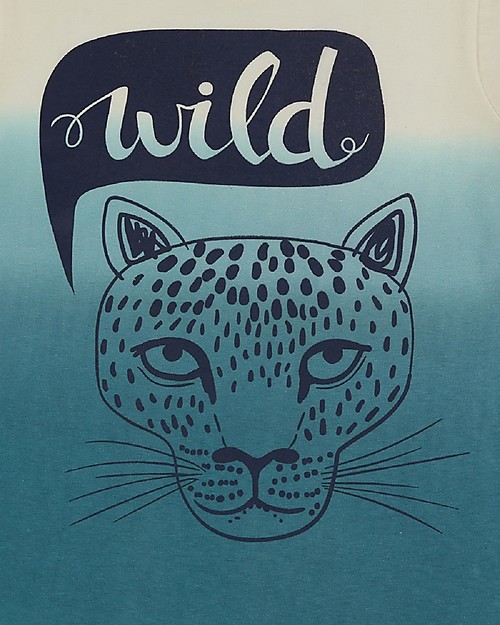 Lilly+Sid Maglia Maniche Corte Dip Dye - Wild Tiger - Azzurro - 100% cotone bio T-shirt