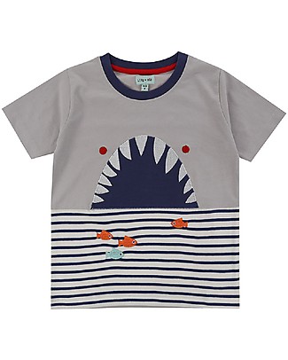 Lilly+Sid Maglia Maniche Corte Squalo Shy Shark - 100% cotone bio T-Shirt e Canotte