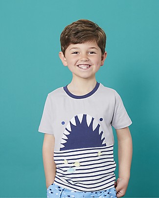 Lilly+Sid Maglia Maniche Corte Squalo Shy Shark - 100% cotone bio T-Shirt e Canotte