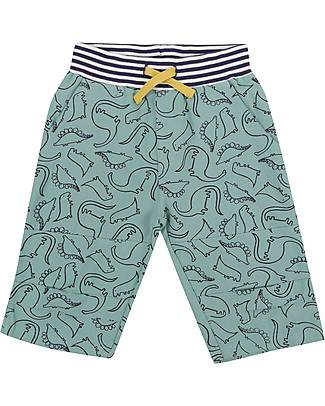 Lilly+Sid Pantaloncini Corti - Dinosauri - Azzurri - 100% Cotone Bio GOTS Pantaloni Corti