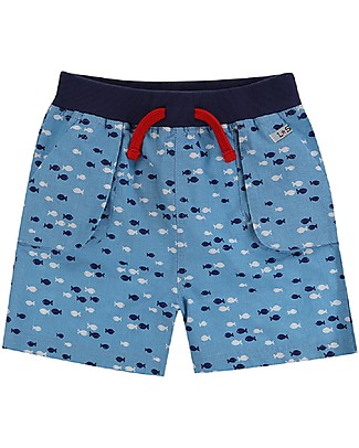 Lilly+Sid Pantaloncini Corti Pesciolini - Azzurro - 100% cotone bio Pantaloni Corti