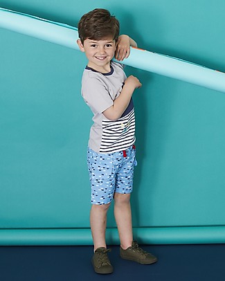Lilly+Sid Pantaloncini Corti Pesciolini - Azzurro - 100% cotone bio Pantaloni Corti