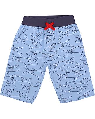 Lilly+Sid Pantaloncini Corti - Squali - Blu - 100% Cotone Bio GOTS Pantaloni Corti