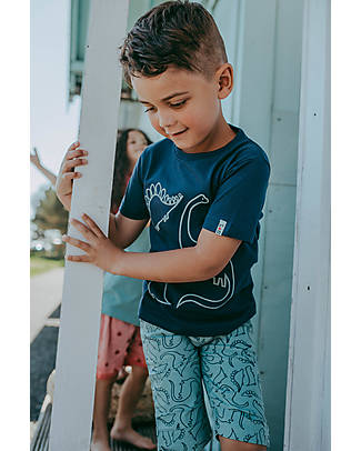 Lilly+Sid Pantaloncini Corti - Squali - Blu - 100% Cotone Bio GOTS Pantaloni Corti