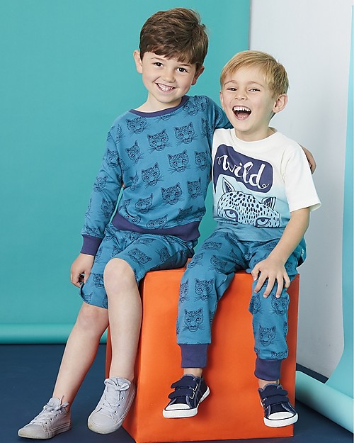 Lilly+Sid Pantaloni Corti in Felpa Ghepardo - Carta di zucchero - 100% cotone bio Pantaloni Corti