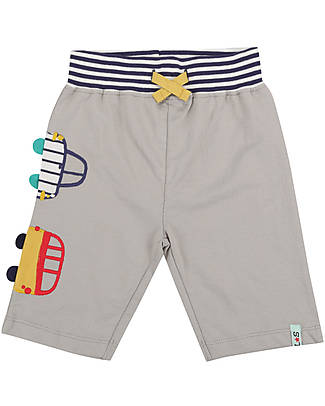 Lilly+Sid Pantaloni Corti - Traffic Jam Applique - Beige - 100% Cotone Bio GOTS Pantaloni Corti
