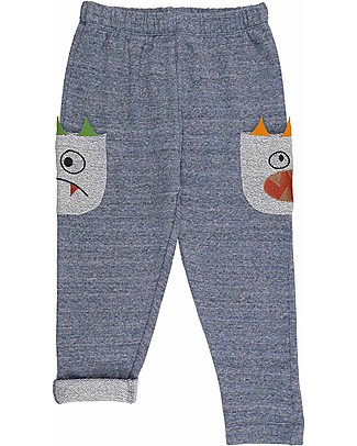 Lilly+Sid Pantaloni Felpati con Tasche - Mostro - 100% cotone bio Pantaloni Lunghi