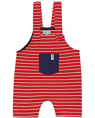 Lilly+Sid Salopette Baby - Righe Rosse - 100% Cotone bio Salopette
