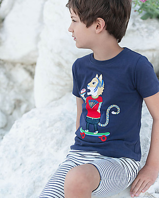 Lilly+Sid T-shirt Skating Tiger - Navy - 100% Cotone bio T-Shirt e Canotte