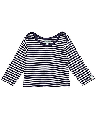 Lilly+Sid Top a Maniche Lunghe - Righe Blu - 100% Cotone Bio Maglie Manica Lunga