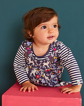 Lilly+Sid Top a Maniche Lunghe - Righe Blu - 100% Cotone Bio Maglie Manica Lunga