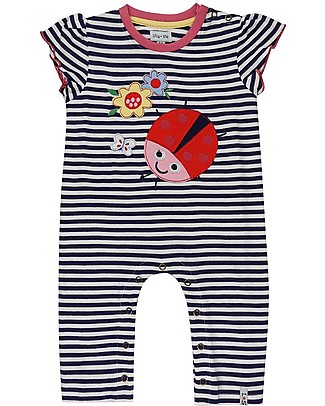 Lilly+Sid Tutina Baby con Applique - Coccinella - 100% Cotone bio Tutine Lunghe Senza Piedi