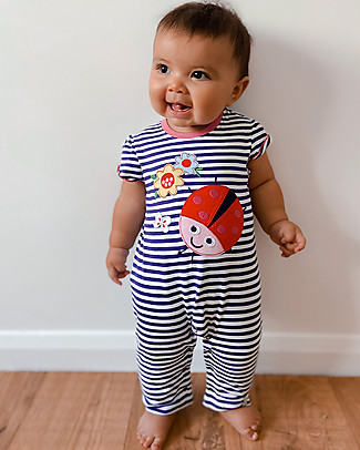Lilly+Sid Tutina Baby con Applique - Coccinella - 100% Cotone bio Tutine Lunghe Senza Piedi