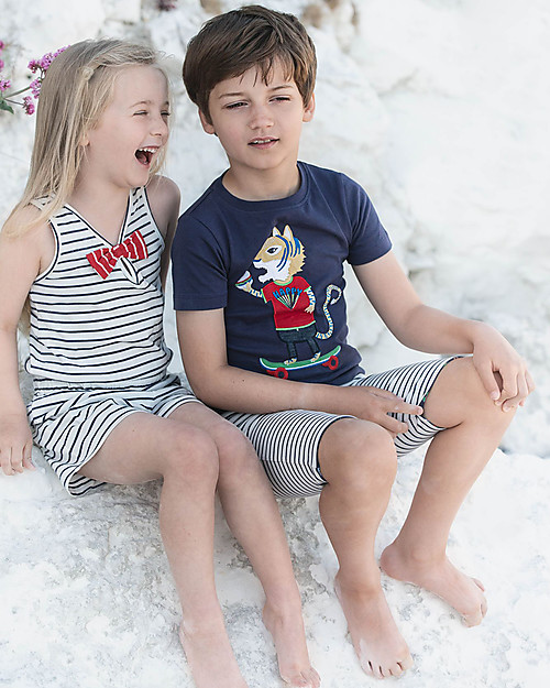 Lilly+Sid Tutina Corta a Righe - Navy - 100% Cotone bio Completi e Set