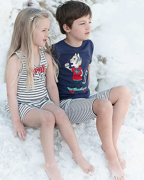 Lilly+Sid Tutina Corta a Righe - Navy - 100% Cotone bio Completi e Set