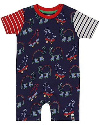 Lilly+Sid Tutina Maniche Corte Dino - Dinosauro - 100% Cotone bio Tutine Corte