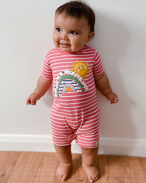 Lilly+Sid Tutina Maniche Corte Rain - Arcobaleno - 100% Cotone bio Tutine Corte