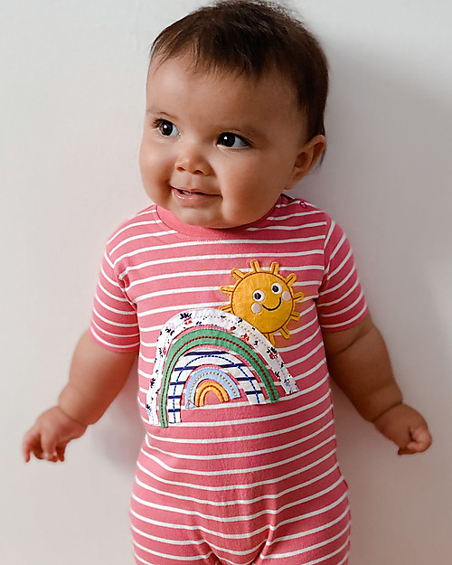 Lilly+Sid Tutina Maniche Corte Rain - Arcobaleno - 100% Cotone bio Tutine Corte