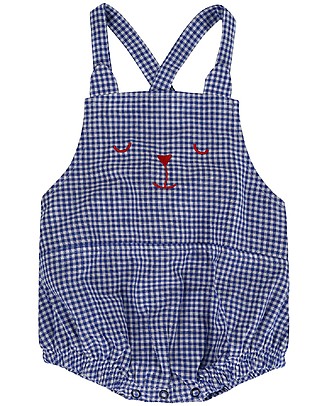 Lilly+Sid Tutina Salopette a Quadrettini Orsetto - 100% cotone bio Tutine Corte
