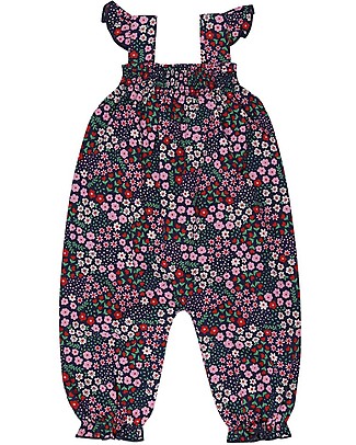 Lilly+Sid Tutina Salopette con Volant Ditsy - Fiori - 100% cotone bio Tutine Lunghe Senza Piedi
