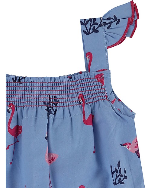 Lilly+Sid Tutina Salopette con Volant - Fenicotteri - 100% cotone bio Tutine Corte