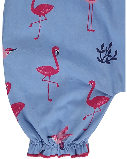 Lilly+Sid Tutina Salopette con Volant - Fenicotteri - 100% cotone bio Tutine Corte