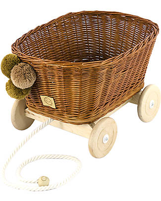 LiLu Carrello per Giocattoli - Natural - 28 cm -
100% Vimini Carrozzine per Bambole
