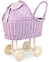 LiLu Carrozzina per Bambole Alto - Viola - 62 cm - 100% Vimini Carrozzine per Bambole
