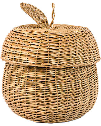 LiLu Cestino con Coperchio - Mela - 100% Vimini Contenitori Portaoggetti