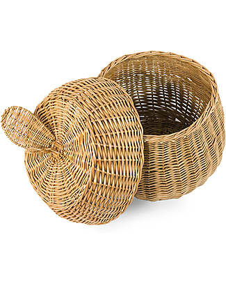 LiLu Cestino con Coperchio - Mela - 100% Vimini Contenitori Portaoggetti