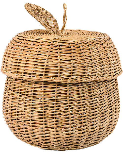 LiLu Cestino con Coperchio - Mela - 24 cm - 100% Vimini Cestini in Vimini