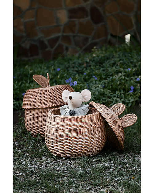 LiLu Cestino con Coperchio - Mela - 24 cm - 100% Vimini Cestini in Vimini