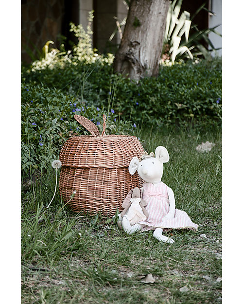 LiLu Cestino con Coperchio - Mela - 24 cm - 100% Vimini Cestini in Vimini