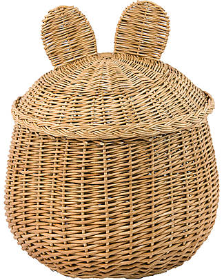 LiLu Cestino con Coperchio - Teddy - 40 cm - 100% Vimini Contenitori Portaoggetti