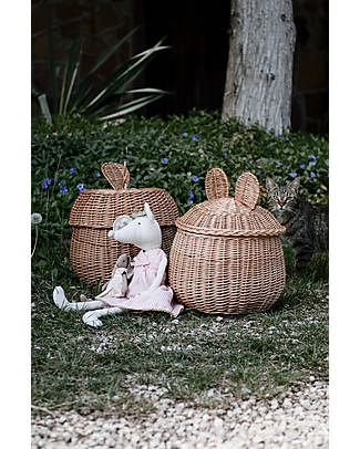 LiLu Cestino con Coperchio - Teddy - 40 cm - 100% Vimini Contenitori Portaoggetti