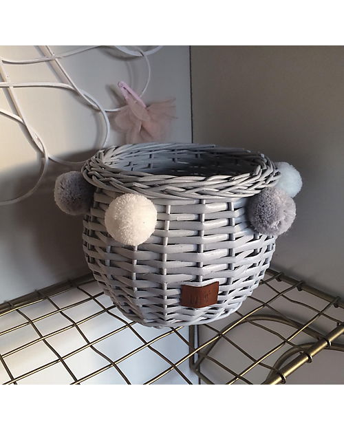 LiLu Cestino Portaoggetti - Grigio - 10 cm - 100% Vimini Cestini in Vimini