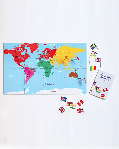L'ippocampo Ragazzi Il Mio Cofanetto Montessori delle Bandiere del Mondo - 50 Bandierine Giochi Montessoriani