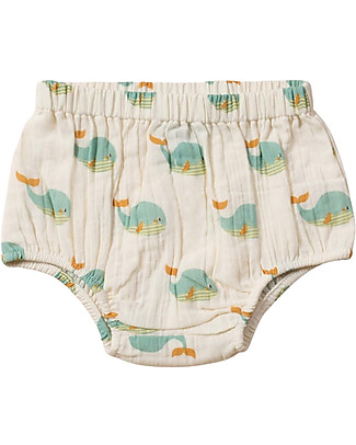 Little Green Radicals Bloomers Pacco da 2 Paia - Balene - Mussola di Cotone bio Pantaloni Corti