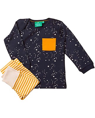 Little Green Radicals Completo Maglia e Pantaloni - Stelle - Blu e Giallo - 100% Cotone Biologico Completi