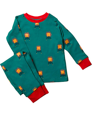 Little Green Radicals Completo Pigiama Lungo - Leoni - Verde - 100% Cotone Bio - A prova di Sogni! Pigiami