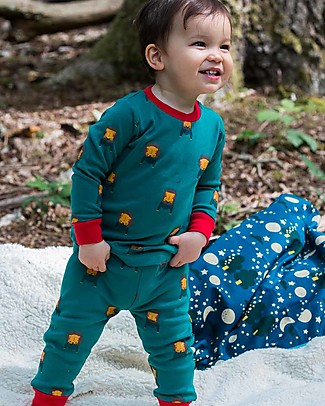 Little Green Radicals Completo Pigiama Lungo - Leoni - Verde - 100% Cotone Bio - A prova di Sogni! Pigiami
