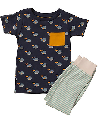 Little Green Radicals Completo T-shirt e Pantaloni - Balena - 100% Cotone Biologico Completi e Set