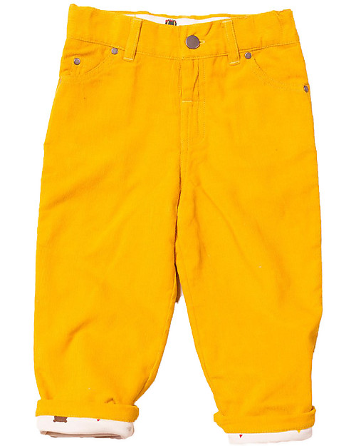 Little Green Radicals Jeans in Velluto a Costine - Giallo Oro/Bosco - 100% cotone bio Pantaloni Lunghi