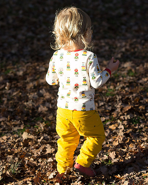 Little Green Radicals Jeans in Velluto a Costine - Giallo Oro/Bosco - 100% cotone bio Pantaloni Lunghi