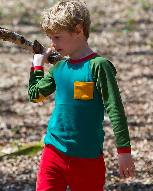 Little Green Radicals Maglia a Maniche Lunghe - Verde - 100% Cotone Bio - Stelle a Toppe sui Gomiti! Maglie Manica Lunga