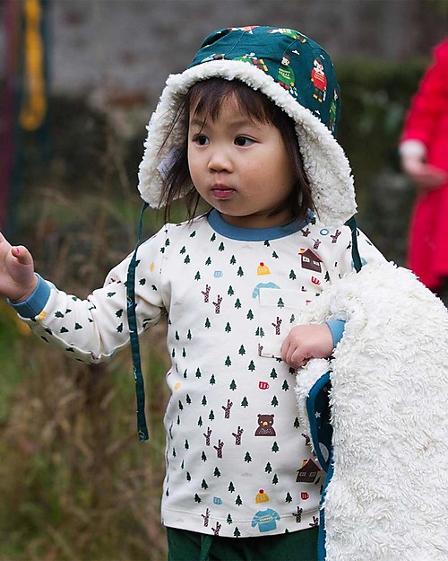 Little Green Radicals Maglia Maniche Lunghe con Taschino - Bosco - 100% cotone bio Maglie Manica Lunga