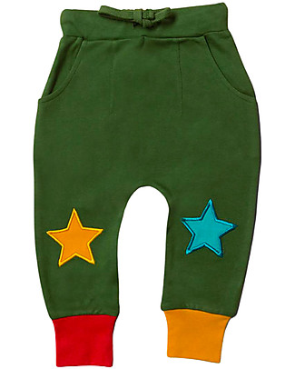 Little Green Radicals Pantaloni Jogger - Stelle Toppe - Verde - 100% Cotone Bio - Perfetta Vestibilità Pantaloni Lunghi