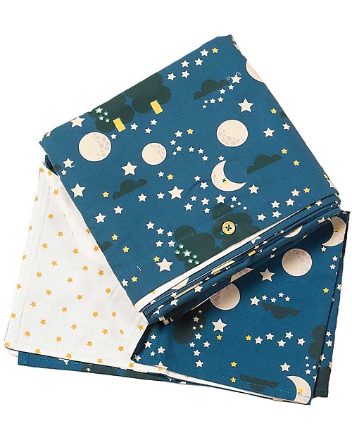 Little Green Radicals Set Copripiumino e federa per Lettino Singolo - Luna e stelle - 100% cotone bio Set Copripiumino