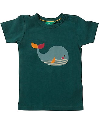 Little Green Radicals T-shirt con Bottoni a Pressione - Balena - 100% Cotone bio T-shirt